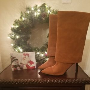 Brand New-Never Worn, Cognac Women's Faux Suede Leather boots, Sz 8.5